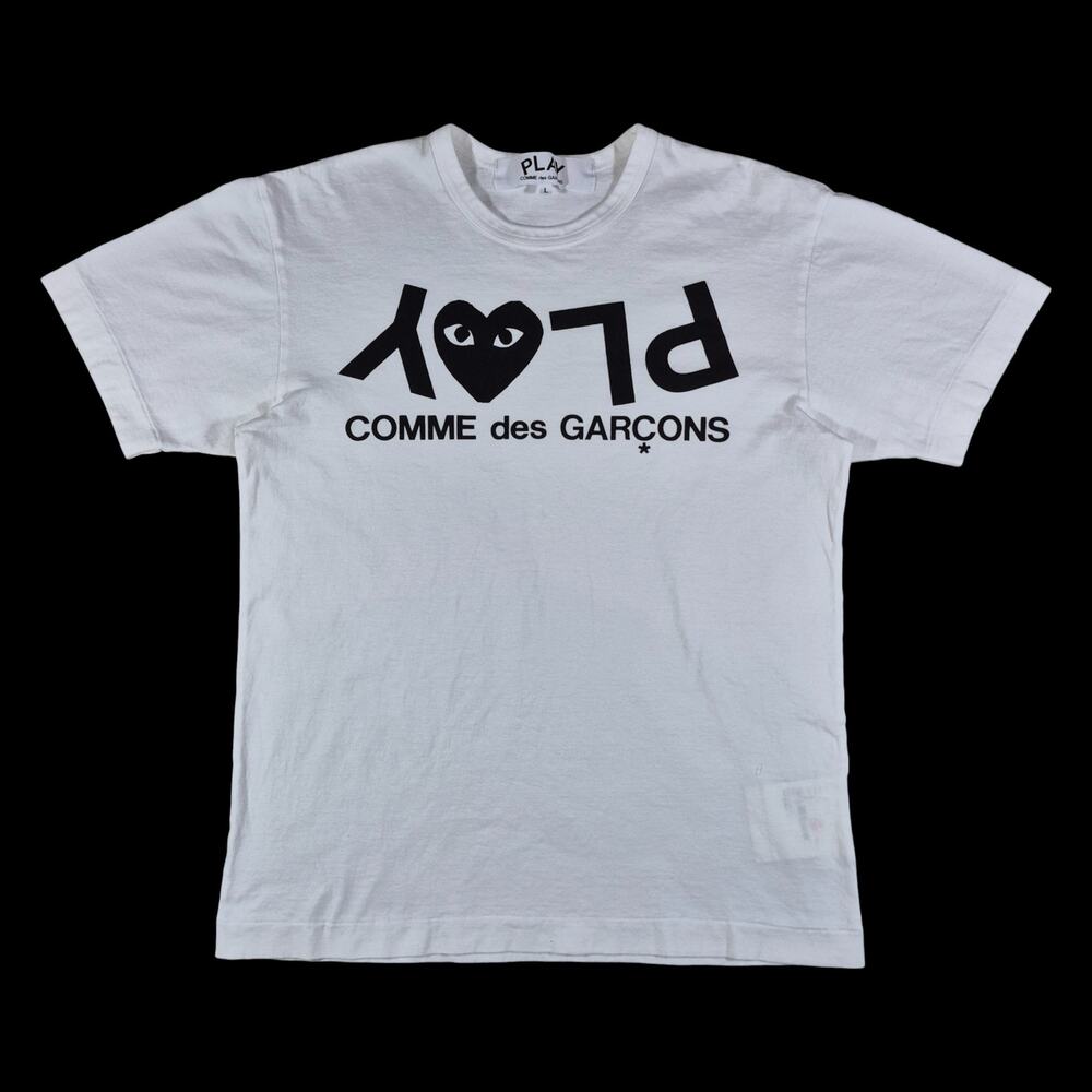 (L) Comme des Garcons Play Inverted Text Logo T-Shirt